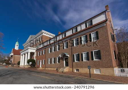 WINSTON-SALEM, NC, USA - DECEMBER 27:South Hall built in 1805, at Salem College on December 17, 2014 in Winston-Salem, NC, USA