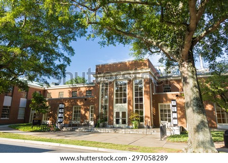 WINSTON-SALEM, NC, USA - JULY 12:Winston Hall, built in 1961, at Wake Forest University on July 12, 2015 in Winston-Salem, NC, USA.