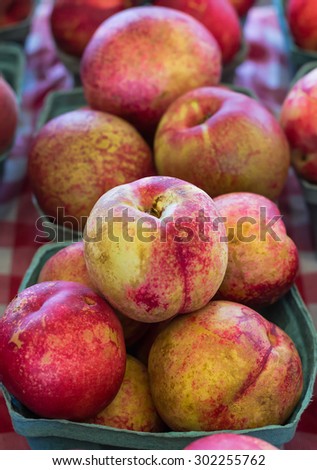 Peaches at a produce stand