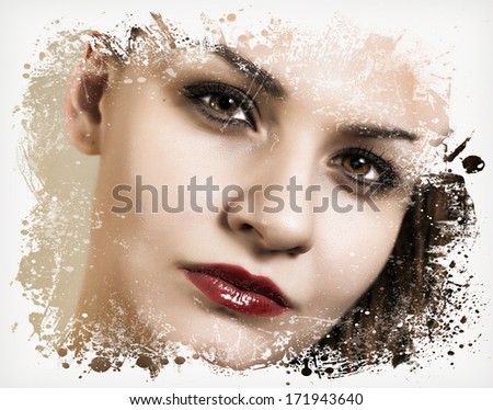 Portrait of a beautiful woman with make up, looking straight.