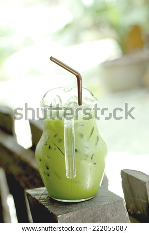 Green tea milk on ice