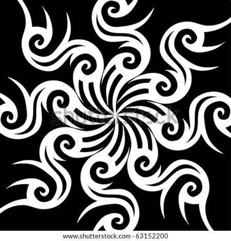 stock vector Tribal Design Black and White Vector Illustration
