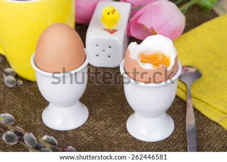 Easter breakfast - soft boiled eggs