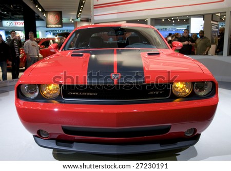DETROIT - JAN 12 : Dodge Challenger on display at the North American International Auto Show on January 12, 2009 in Detroit, Michigan. The annual event is among the largest auto shows in North America.