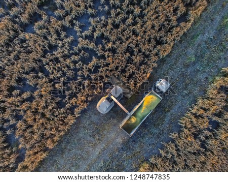 Farm Equipment, aerial view. Pampas, Argentina