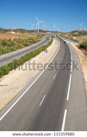 two lanes highway at Cadiz Andalusia in Spain