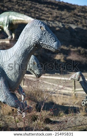 dinosaur great figure at public free access in la rioja spain