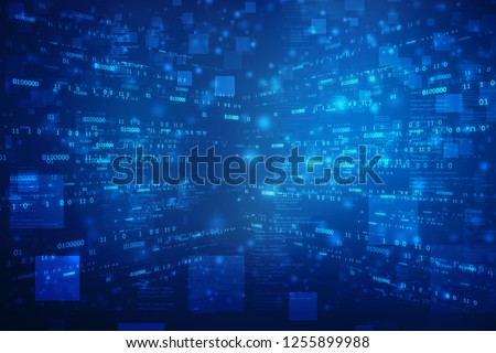 Binary Code Background, Digital Abstract technology background, flowing number one and zero text in binary code format in technology background.