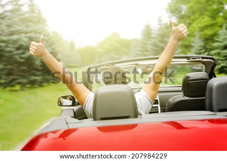 Freedom - happy free man in the car