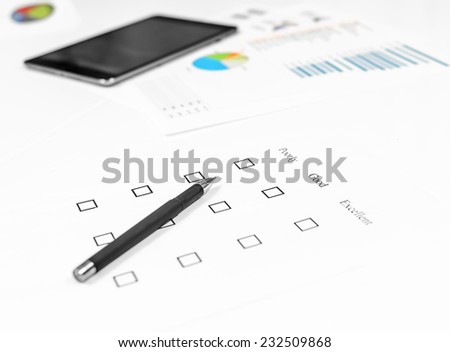 Examination business list on the office table