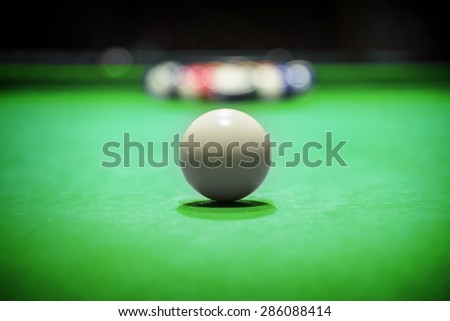 Billiard Balls. A Vintage style photo from a billiard balls in a pool table. Noise added for a film effect