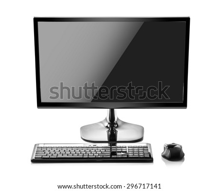 Desktop computer.  Modern computer over white background.