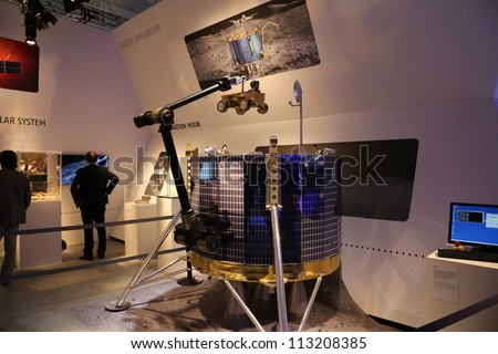 BERLIN - SEP 11: Robotic Exploration Moon Lander shown at ILA Berlin Air Show 2012 on September 11, 2012, Berlin, Germany.