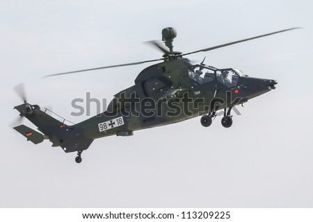 BERLIN - SEP 11: Military helicopter UH Tiger shown at ILA Berlin Air Show 2012 on September 11, 2012, Berlin, Germany.