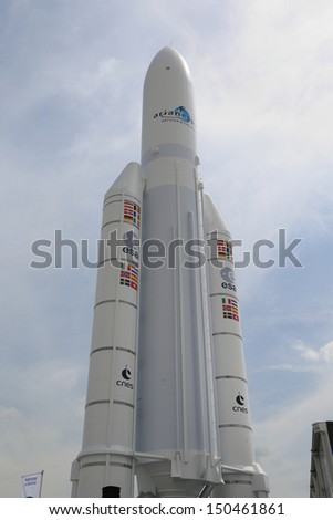 PARIS - JUN 17: Eads Ariane 5 Space Rocket shown at 50th Paris Air Show on June 17, 2013, Paris, France.