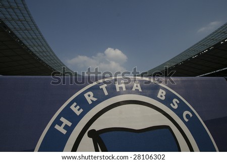 BERLIN - APRIL 4: Hertha BSC vs. BVB (1:3) - Hertha Logo inside the stadion before the match in Olympiastadion on April 4, 2009 in Berlin, Germany