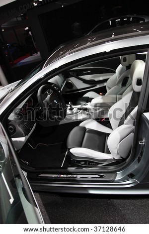 stock photo FRANKFURT SEP 15 View inside a matt silver BMW M6 with