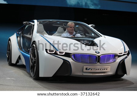 FRANKFURT - SEP 15: BMWs Concept Car Vision Efficient Dynamics in frontview on 63rd IAA (Internationale Automobil Ausstellung) on September 15, 2009 in Frankfurt, Germany.
