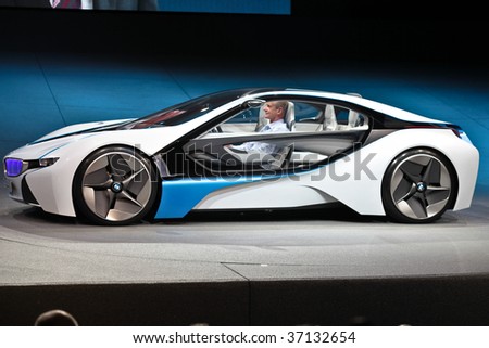 FRANKFURT - SEP 15: Side view of BMW Concept Car Vision Efficient Dynamics on 63rd IAA (Internationale Automobil Ausstellung) on September 15, 2009 in Frankfurt, Germany.