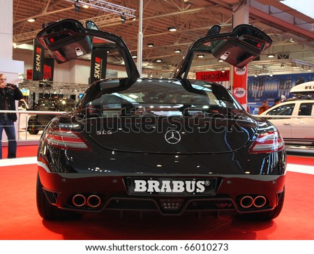 ESSEN - NOV 26: Brabus SLS in black based on Mercedes Benz SLS AMG on November 26, 2010 in Essen, Germany.