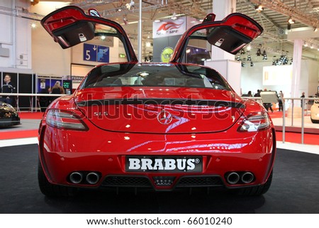 stock photo ESSEN NOV 26 Mercedes Benz Brabus SLS in red shown on
