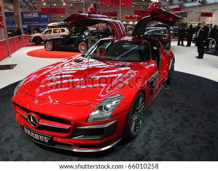 stock photo ESSEN NOV 26 Mercedes Benz Brabus SLS in red shown on
