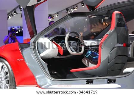 FRANKFURT - SEPT 13: The interior of the Ford Evos Concept Car presented at the 64th IAA (Internationale Automobil Ausstellung) on September 13, 2011 in Frankfurt, Germany
