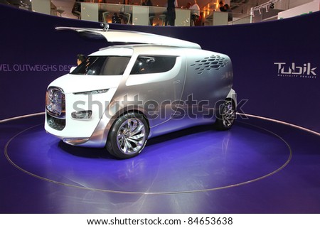 FRANKFURT - SEPT 13: Citroen presented the Tubik Multicity Project as Concept Car at the 64th IAA (Internationale Automobil Ausstellung) on September 13, 2011 in Frankfurt, Germany