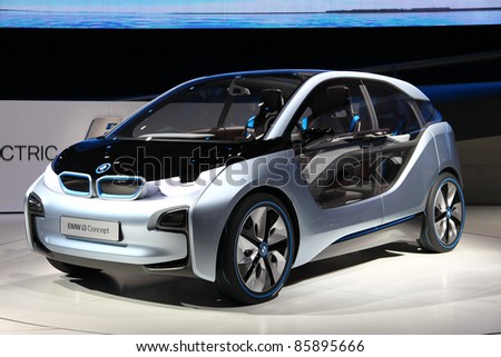 FRANKFURT - SEP 14: Electronic Vehicle BMW i3 Concept shown at the 64th IAA (Internationale Automobil Ausstellung) on September 14, 2011 in Frankfurt, Germany.
