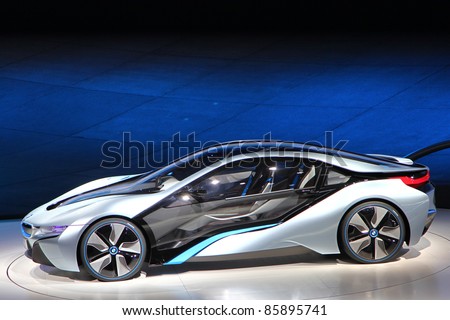 FRANKFURT - SEP 14: BMW electronic Concept Car i8 shown at the 64th IAA (Internationale Automobil Ausstellung) on September 14, 2011 in Frankfurt, Germany.