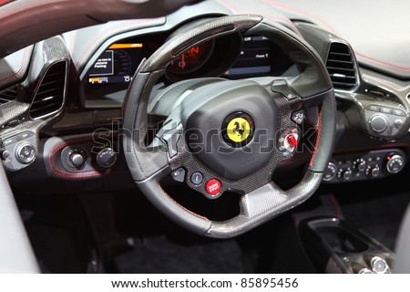 stock photo FRANKFURT SEPT 13 Ferrari 458 Spider presented as world 