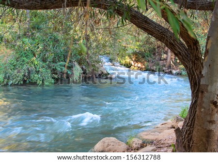 Jordan River - Jordan River at the Hazbani, one of the streams feeding the main Jordan in the North of Israel