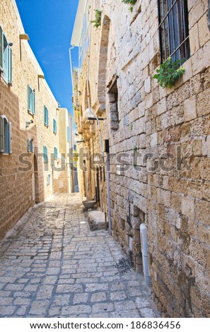 An alley in the old city of Jaffa, Tel Aviv, Israel