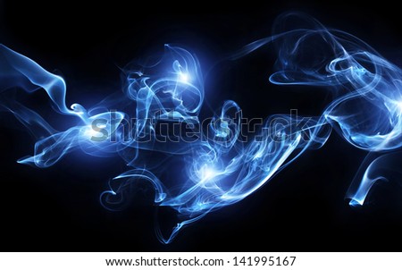 Blue smoke with lights on black background