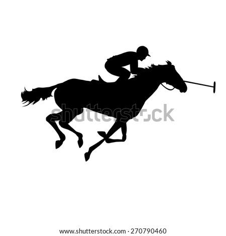 Silhouette Of A Polo Player With Horse. Horse Polo Silhouettes. Polo 