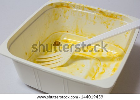 Unclean plastic dish