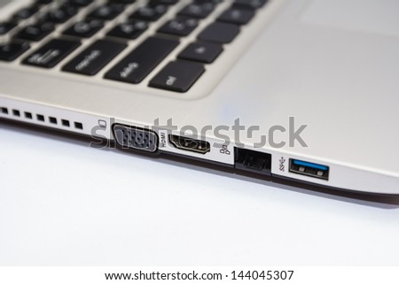 Computer port isolated on white background