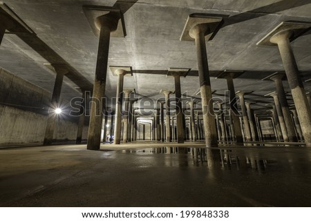 confined space area, reinforced column reflection, underground tank