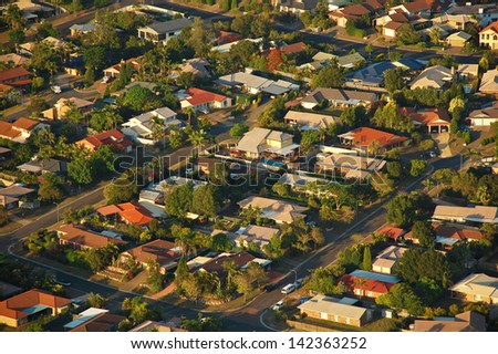 Aerial view of suburbs near Brisbane, Australia