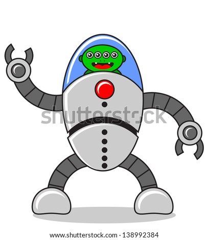 illustration vector graphic of alien robot cartoon character - stock vector