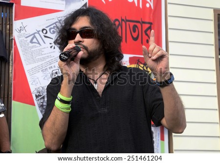 Bengali Rock Star Rupam Islam rocked and entertained people at Kolkata International Book fair on  February 07,2015 in Calcutta, India.