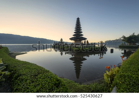 Pura Ulun Danu Bratan, Hindu temple on Bratan lake in Bali, Indonesia