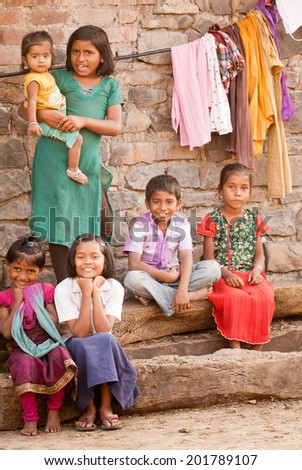 SALUNKWADI, MAHARASHTRA, INDIA - November 22, 2013: Indian rural people daily lifestyle, Salunkwadi, Beed , Maharashtra, India