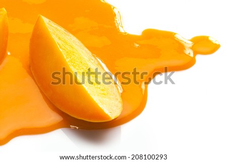 Juice splat and slice of Alphonso Mango Juice splat and slice of Alphonso Mango