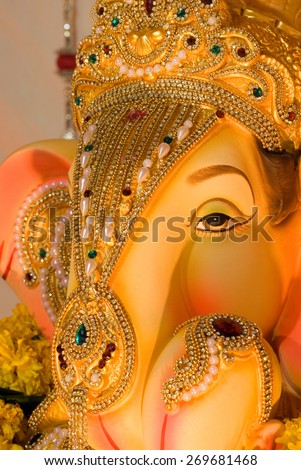 Mumbai, MAHARASHTRA, INDIA - September 4, 2011: Lord Ganesha worship on Ganesh Chaturthi festival