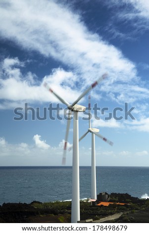 Wind turbines at the sea