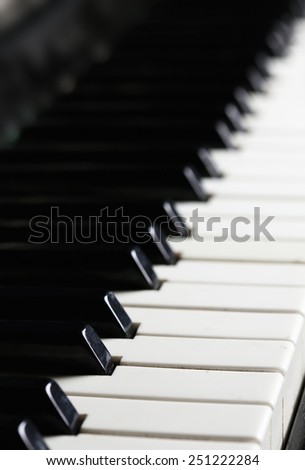 Piano keys close-up. Vertical image.