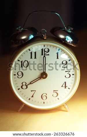 Alarm clock dial on the morning closeup