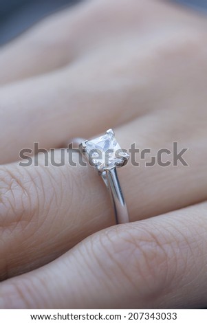 A woman hand wearing a diamond ring
