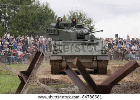 LESANY, CZECH REPUBLIC - AUG 27: Armoured fighting vehicle ASCOD in Tank Day Show in the area of military technical museum in Lesany, Czech Republic on August 27, 2011